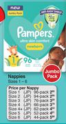 Pampers Ultra Skin Comfort Nappies Sizes 1-6-For 1