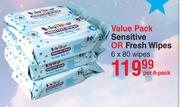 Baby Things Value Pack Sensitive Or Fresh Wipes 6 x 80 Wipes-Per 6 Pack