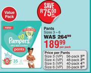 Pampers Ultra Skin Comfort Pants Sizes 3-6-Per Pack