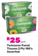 Twinsaver Facial Tissues 2 Ply Assorted- 180's Each