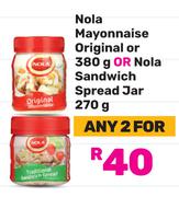Nola Mayonnaise Original Or 380g Or Nola Sandwich Spread Jar 270g-For Any 2