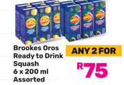 Brookes Oros Ready To Drink Squash Assorted-For Any 2 x 6 x 200ml