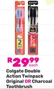 Colgate Double Action Twinpack Original Or Charcoal Toothbrush-Each