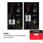 Spier Creative Block 3 Or 5 Plus Bordeaux Glass Gift Pack-750ml