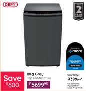 Defy 8Kg Grey Top Loader Washing Machine DTL16