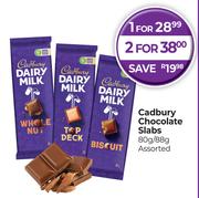 Cadbury Chocolate Slabs Assorted-For 2 x 80g/88g