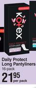 Kotex Daily Protect Long Pantyliners 16 Pack-Per Pack
