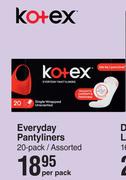 Kotex Everyday Pantyliners 20 Pack Assorted-Per Pack