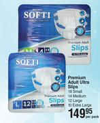 Softi Premium Adult Ultra Slips 18 Small, 14 Medium, 12 Large, 10 Extra Large-Per Pack