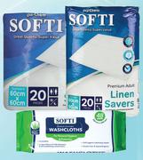 Softi Premium Disposable Adult Wash Cloths 48 Wipes-Per Pack