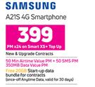 Samsung 6.5" (16.5cm) A21S 4G Smartphone-On Smart XS+ Top Up(24 Months)