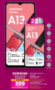 2 x Samsung Galaxy A13 4G Smartphone-On 1GB Red Top Up Core More Data + On Promo 70