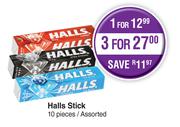 Halls Stick 10 Pieces Assorted-For 1