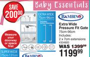 Bambino Extra Wide Pressure Fit Gate 75cm-96cm