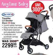 Bambino Traveller LX Stroller Black Or Grey-Each