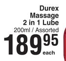 Durex Massage 2 In 1 Lube Assorted-200ml Each