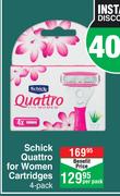 Schick Quattro For Women Cartridges-4 Per Pack