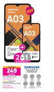 2 x Samsung Galaxy A03 4G Smartphone-On Red Flexi 130 + On Promo 70
