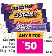 Cadbury Bars Assorted-For 5 x 36g-49g