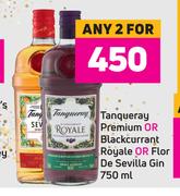 Tanqueray Premium Or Blackcurrant Royale Or Flor De Sevilla Gin-For 2 x 750ml