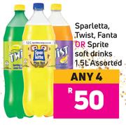 Sparletta, Twist, Fanta Or Sprite Soft Drinks Assorted-For 4 x 1.5L