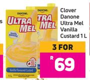 Clover Danone Ultra Mel Vanilla Custard-For 3 x 1L
