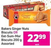 Bakers Ginger Nuts Biscuits Or Eet Sum Mor Biscuits Assorted-200g Each