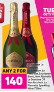 Jc Le Roux Le Domaine,Le Chanson,La Fleurette Sauvignon Blanc Non Alcoholic Le Domaine-2 x 750ml