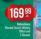 Ballantine's Blended Scotch Whisky 750ml And 2 Glasses-Per Pack