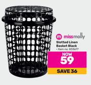 Miss Molly Slotted Linen Basket Black