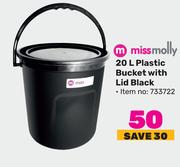 Miss Molly Plastic Bucket With Lid Black