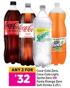 Coca-Cola Zero, Coca-Cola Light, Sprite Zero Or Fanta Orange Zero Soft Drinks-For Any 2 x 2.25Ltr