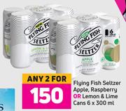 Flying Fish Seltzer Apple, Raspberry Or Lemon & Lime Cans 6 x 300ml- For Any 2