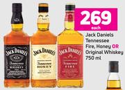 Jack Daniels Tennessee Fire, Honey Or Original Whiskey-750ml Each