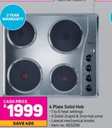 Whirlpool 4 Plate Solid Hob