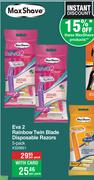 Maxshave Eva 2 Rainbow Twin Blade Disposable Razors-5 Per Pack