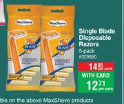 Maxshave Single Blade Disposable Razors-5 Per Pack