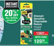 Schick Xtreme3 Sensitive Disposable Razors-10 Per Pack