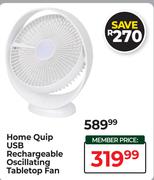 Home Quip USB Rechargeable Oscillating Tabletop Fan