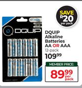 Dquip Alkaline Batteries AA Or AAA (12 Pack)-Each