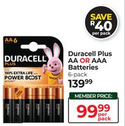 Duracell Plus AA Or AAA Batteries (6 Pack)-Each