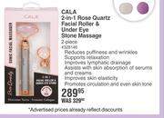 Cala 2 In 1 Rose Quartz Facial Roller & Under Eye Stone Massage 2 Piece 
