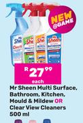 Mr Sheen Multi Surface Bathroom, Kitchen, Mould & Mildew Or Clear View Cleaners-500ml Each 