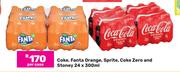 Coke, Fanta Orange, Sprite, Coke Zero & Stoney-24 x 300ml Per Case