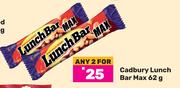 Cadbury Lunch Bar Max-For Any 2 x 62g