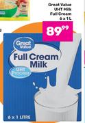 Great Value UHT Milk Full Cream-6 x 1L