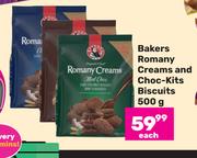 Bakers Romany Creams & Choc Kits Biscuits-500g Each