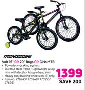 Monogoose Volt 16" Or 20" Boys Or Girls MTB-Each