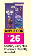 Cadbury Dairy Milk Chocolate Slab Assorted-For Any 2 x 80g