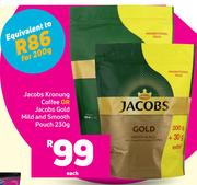 Jacobs Kronung Coffee Or Jacobs Gold Mild & Smooth Pouch-230g Each